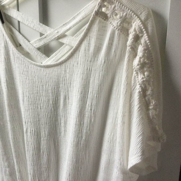 Tie Front Cross Back Tee Shirt Top - Picture 3 of 3